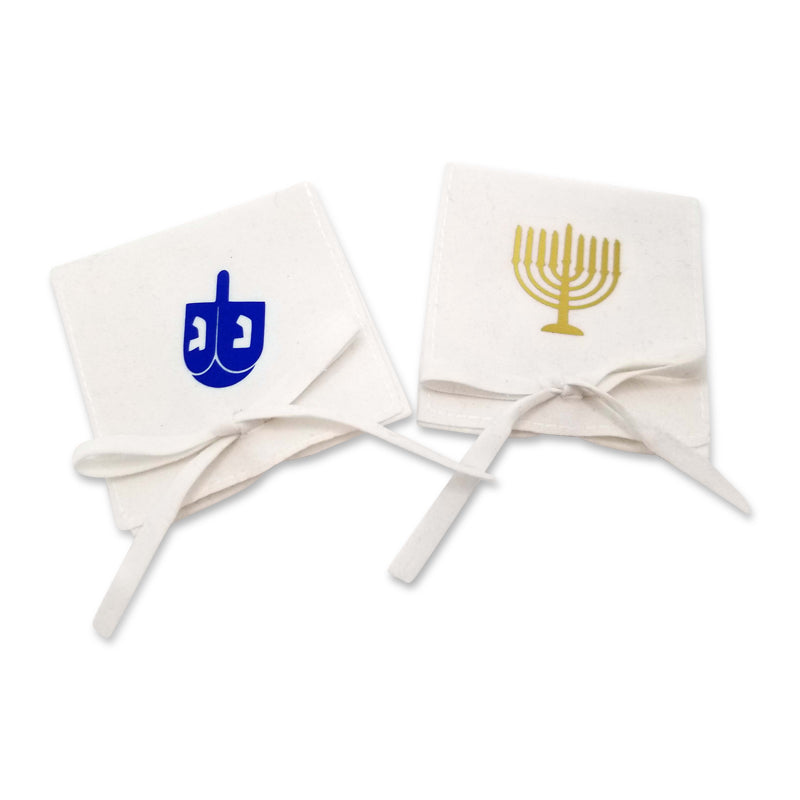 Suede Mini Pouches with Menorah or Dreidel Design