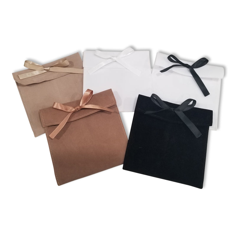 Black Suede Personalized Upsherin Pouch, Available in Beige, White, Camel, Black & White & Black