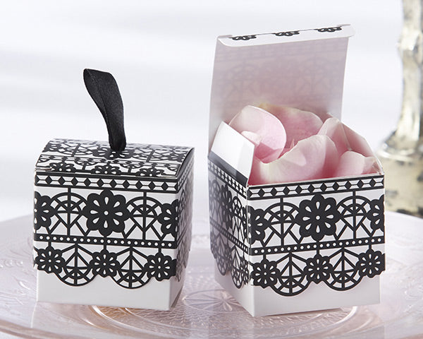 Black Lace Print Favor Box