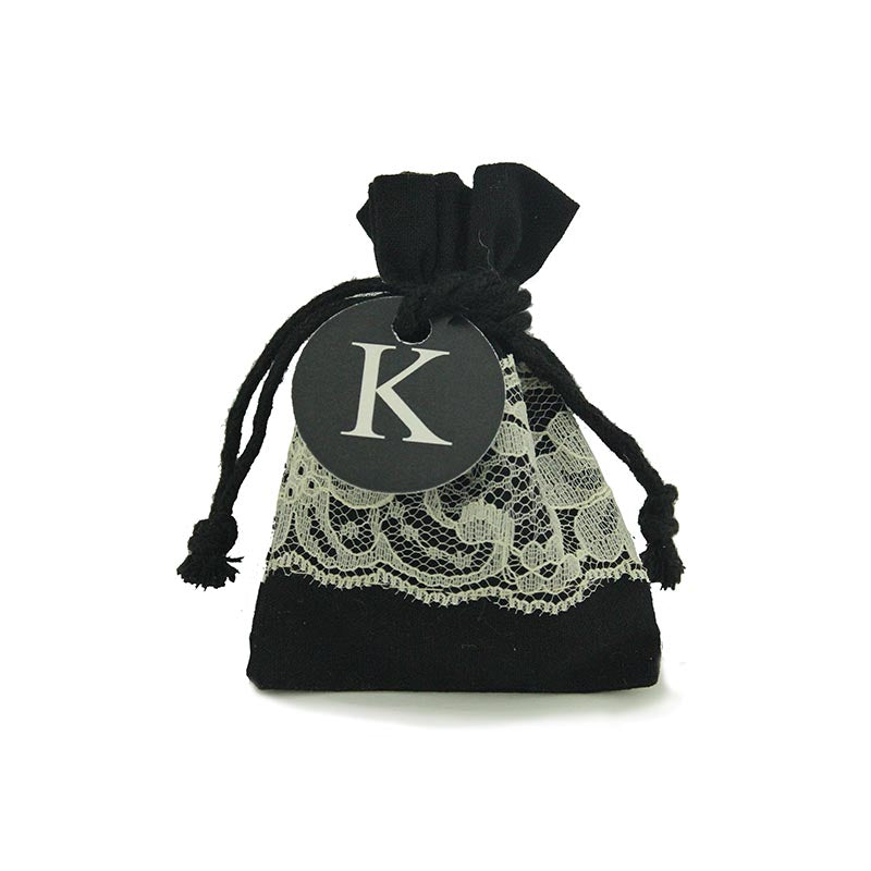 Black Cotton Bag with Cream Lace 3x4, Optional Personalized Tag