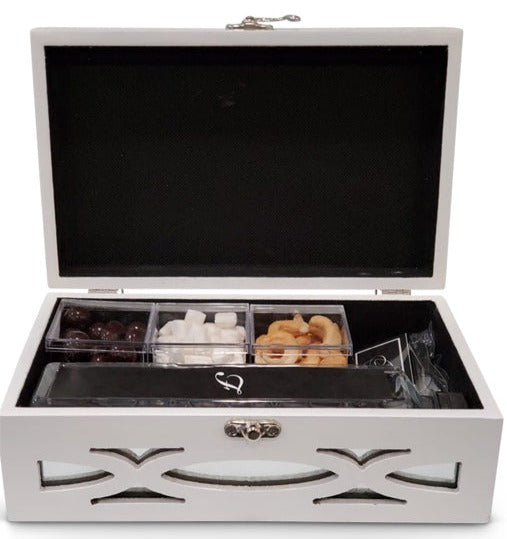 Exquisite Wood Mirrored Welcome Box, Available in White or Gold