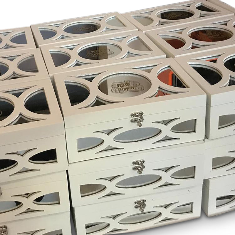 Exquisite Wood Mirrored Welcome Box, Available in White or Gold