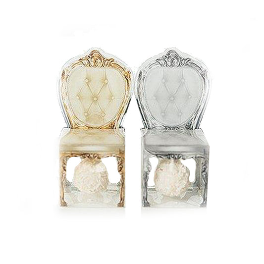 Transparent Chair Favor Boxes Silver & Gold