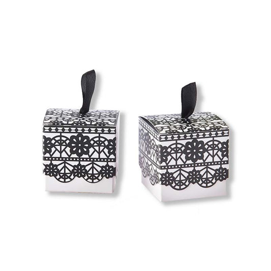 Black Lace Print Favor Box