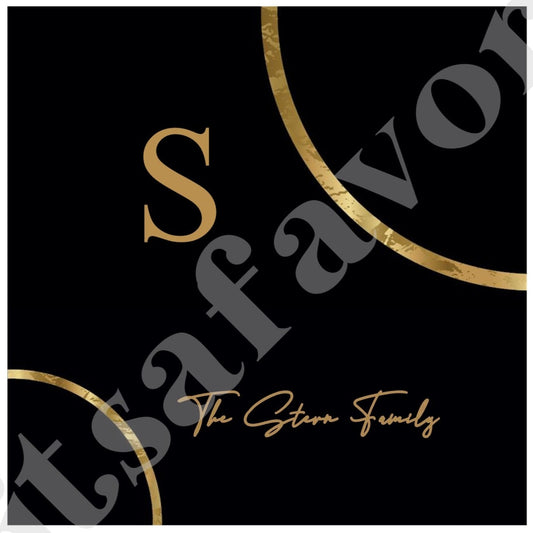 Black with Gold Circles Label or Tag