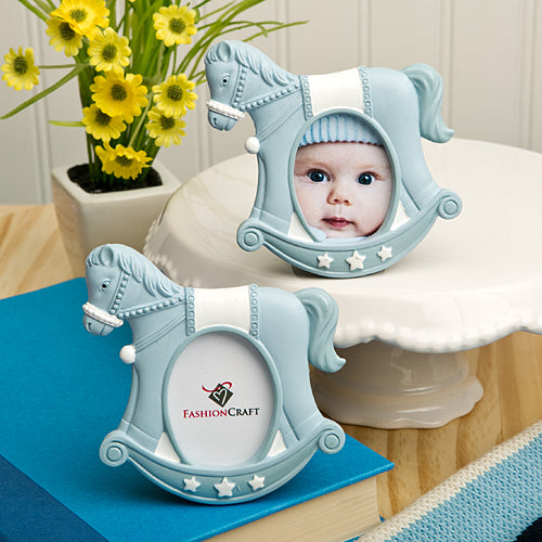Blue rocking horse place card/photo frames