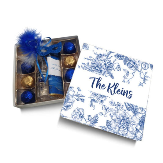 French Toile Design Monogrammed Purim Box