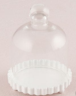 Miniature Glass Bell Jar With White Fluted Base