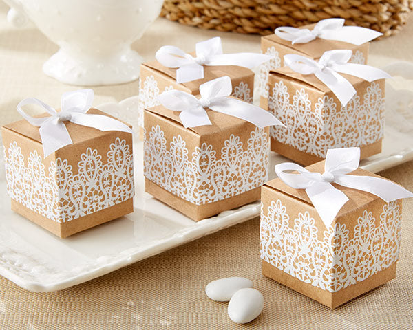 "Rustic & Lace" Kraft Favor Box