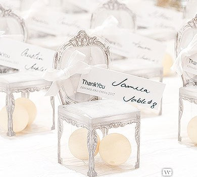 Transparent Chair Favor Boxes Silver & Gold
