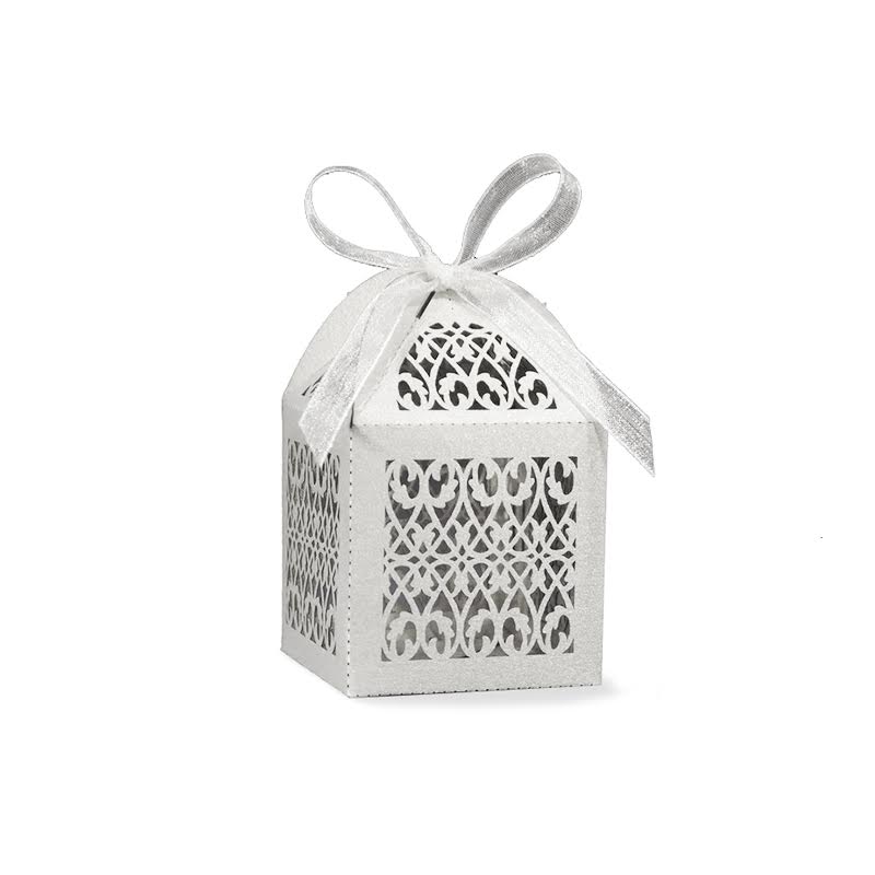 Filigree Favor Box, Available in Gold, Silver, or White