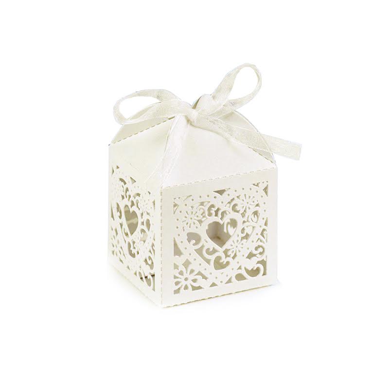 Ivory Square Decorative Favor Boxes (Set of 25)
