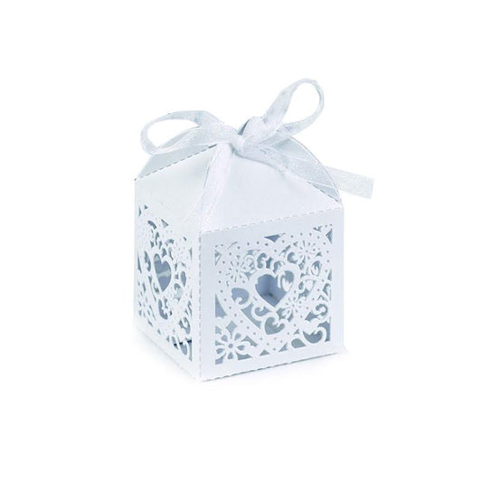 White Square Decorative Favor Boxes (Set of 25)