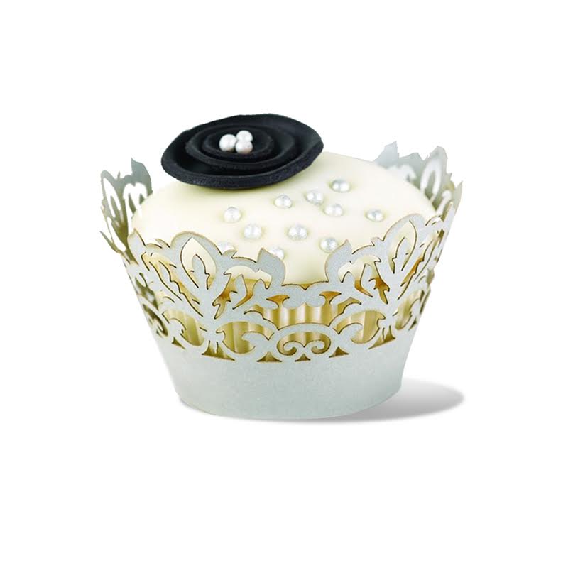 Decorative Cupcake Wraps - Silver 25 pack