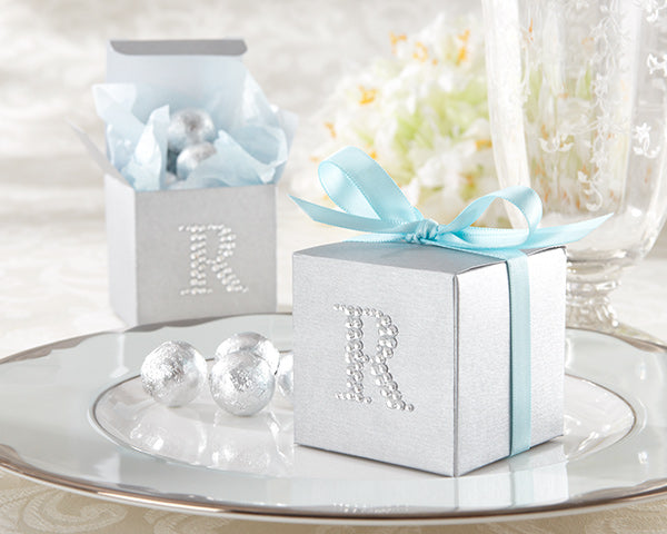 Jeweled Monogram Silver Favor Kit