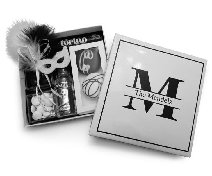 Black & White Monogram Design Monogrammed Purim Box