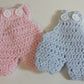 Mini Crochet Knit Baby Outfit with hanger & personalized tag, White or Blue (Rack Optional)