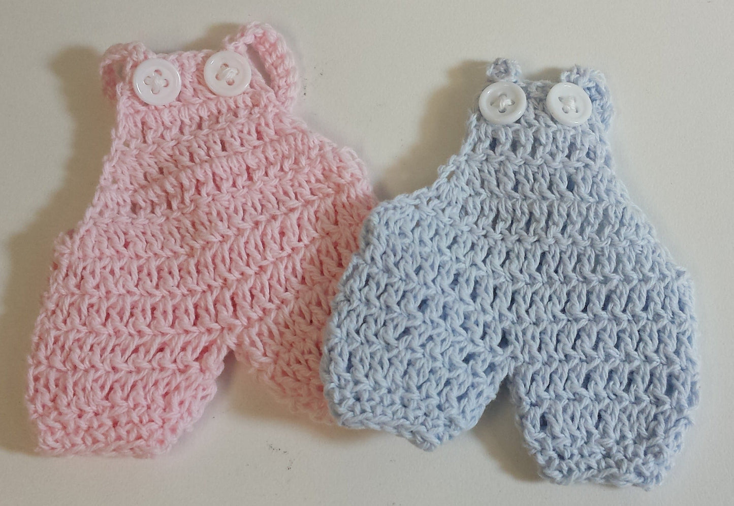 Mini Crochet Knit Baby Outfit with hanger & personalized tag, White or Blue (Rack Optional)