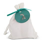White Suede Drawstring Bag With Optional Tag