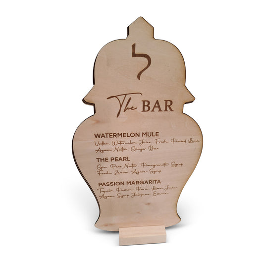 Die Cut Wooden Bar Menu (Custom Shape)