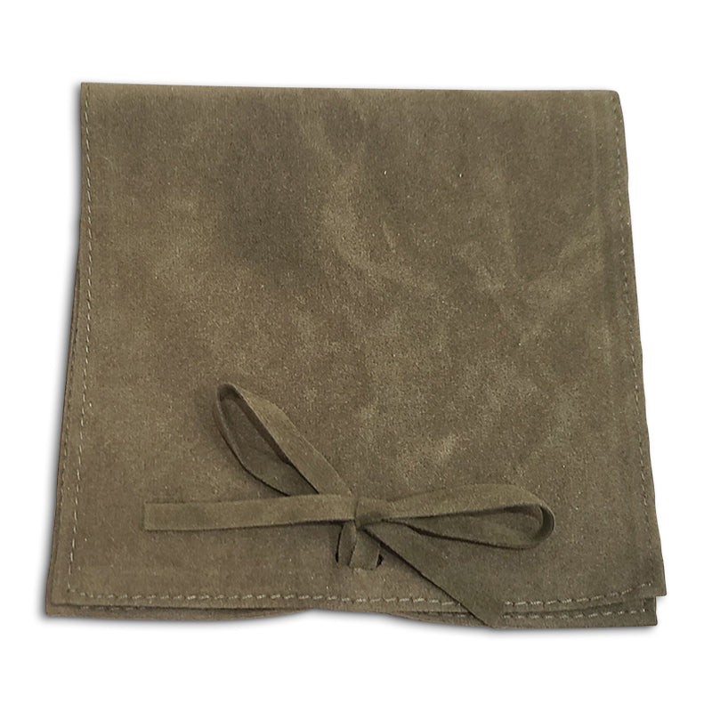 Personalized Black Suede Bow Pouch with, Available in White, Black, & Beige