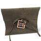 Pink Suede MIshloach Manos Pouch with Floral Tag.