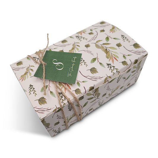 Green Floral Mishloach Manos Gift Box with Free Personalized Tag