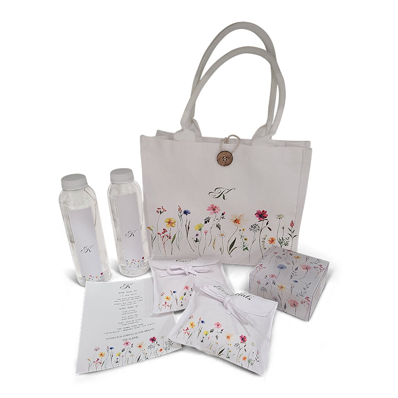 Wildflower Design White Tote Welcome Bag