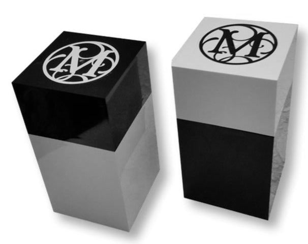 Monogrammed 4" x 7.25" Acrylic Box, Black or White