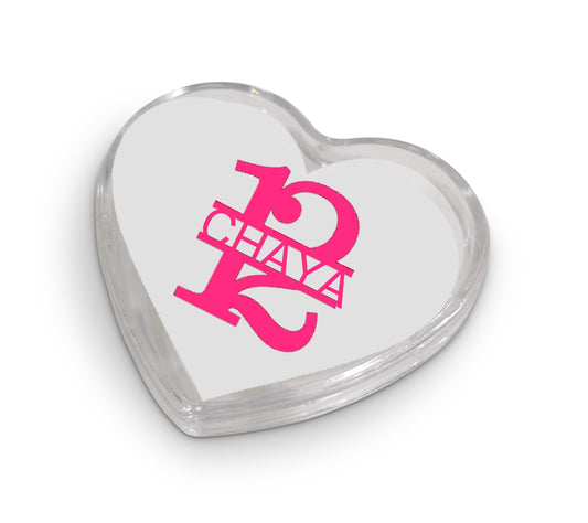 Number 12 Themed Acrylic Heart Personalized Favor Box