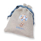 Natural Woven Bag with Denim Blue Twill Cotton Ribbon Drawstring Personalized Vachnacht Bag