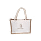 Burlap Mini Tote with Floral Monogram 9x5x6.3