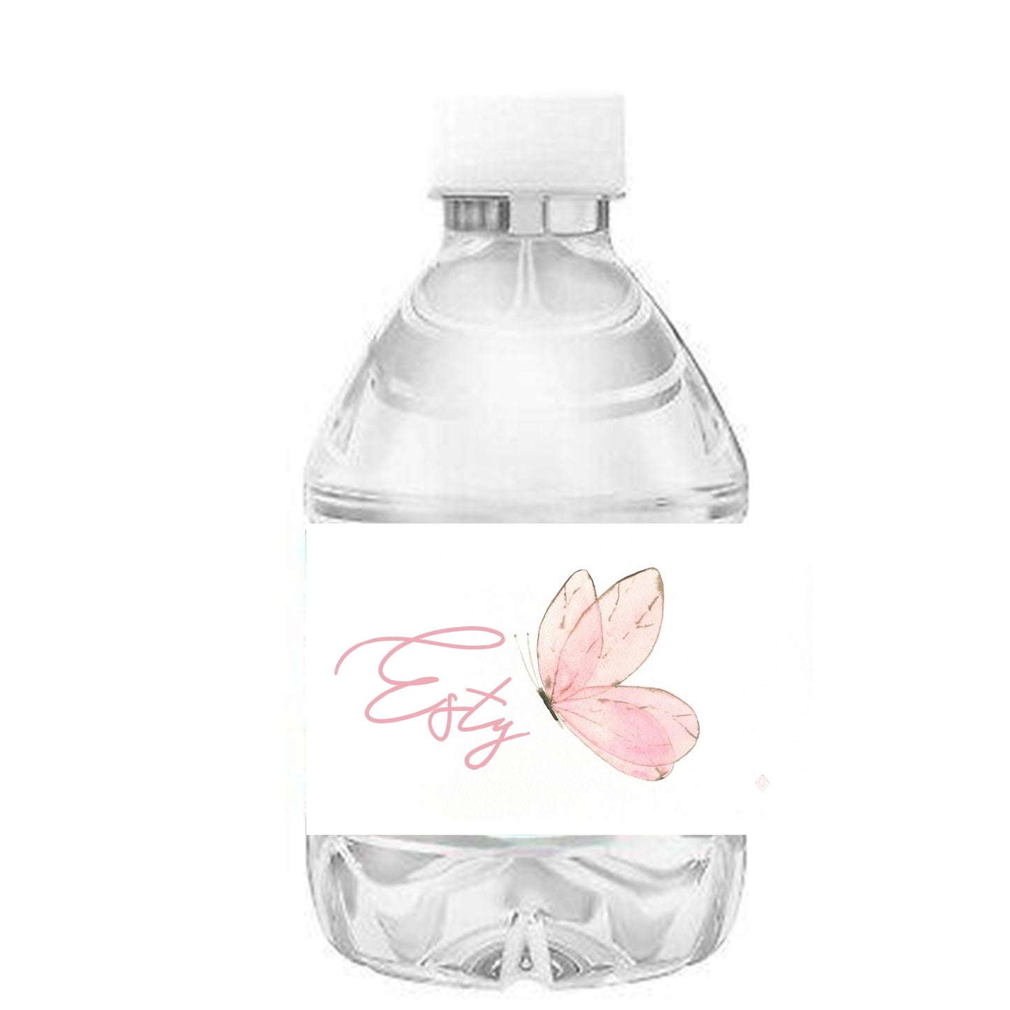 Pink Butterfly Themed Personalized Water Bottle.