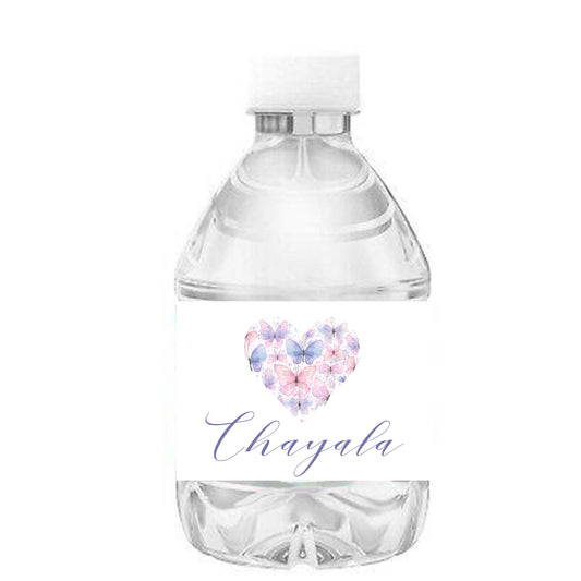 Purple Butterfly Themed Personalized Water Bottle.