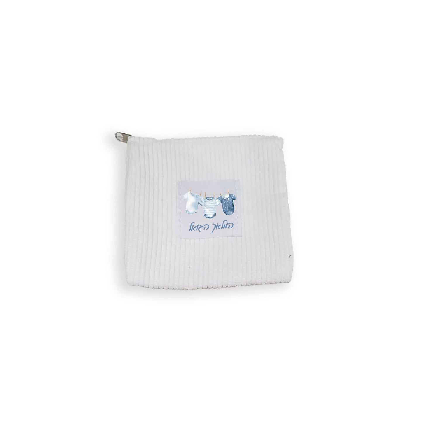 Denim Blue Corduroy Zipper Pouch with Teddy Bear on Swing, More designs available.