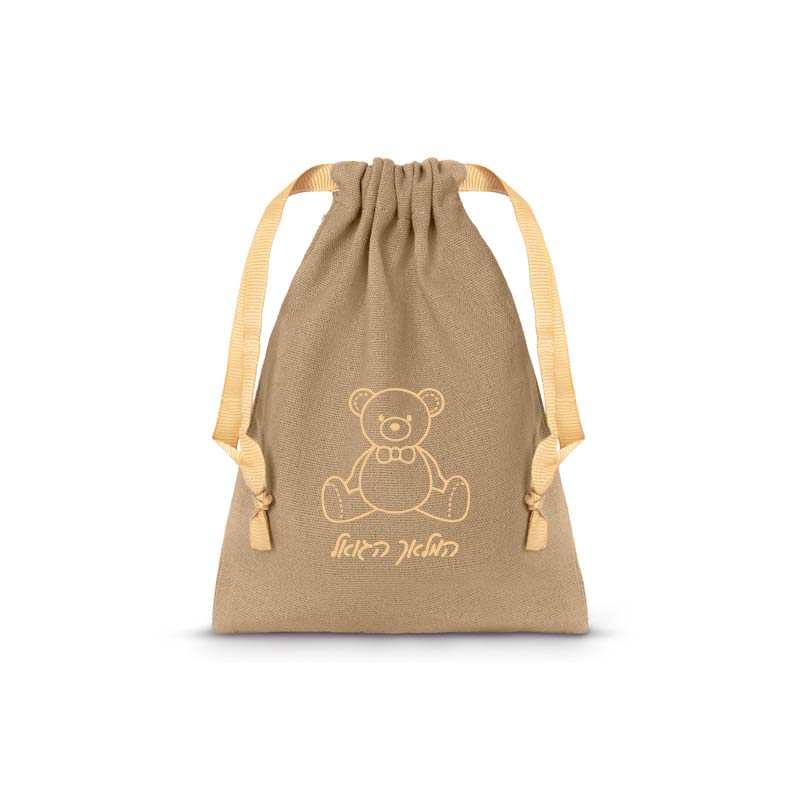 Cotton Vachnacht Bag with Ribbon Drawstring Beige (Choice of Designs)