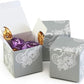 Pale Grey with White Lace Print Favor Box 2"