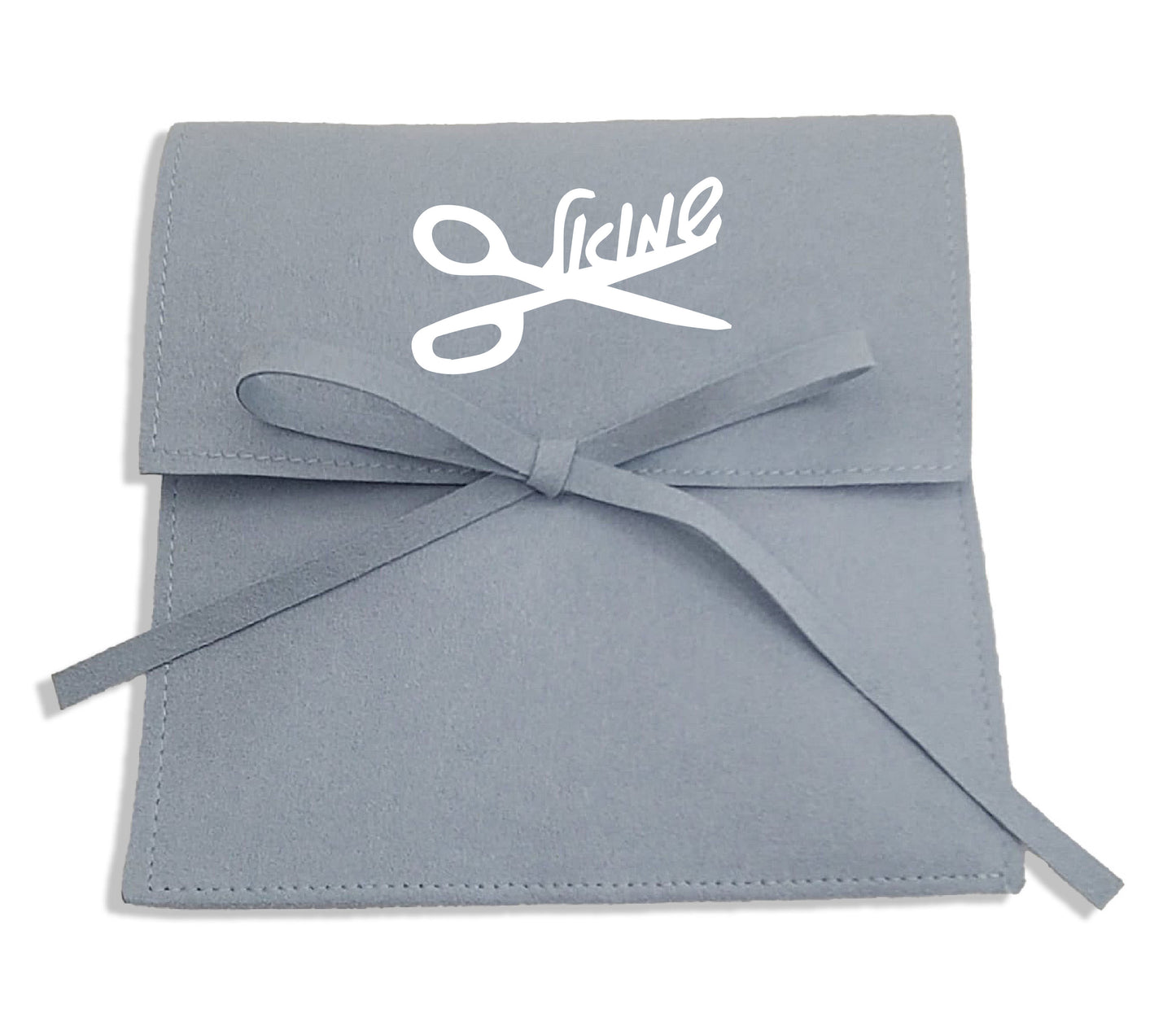 Microfiber Upsherin Pouch in light blue with Scissors Design, More colors available.