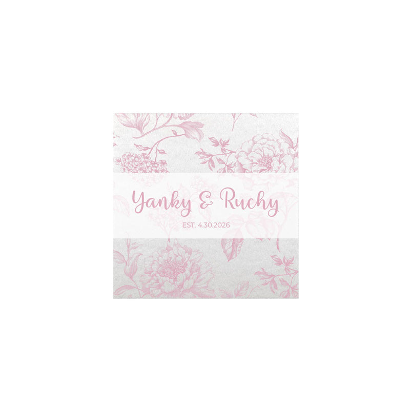 French Toile Pink Linen Type Cocktail Napkin
