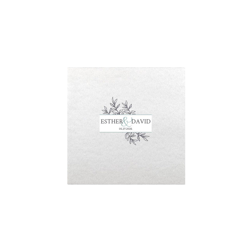 Leaf Monogram Design Linen Type Cocktail Napkin