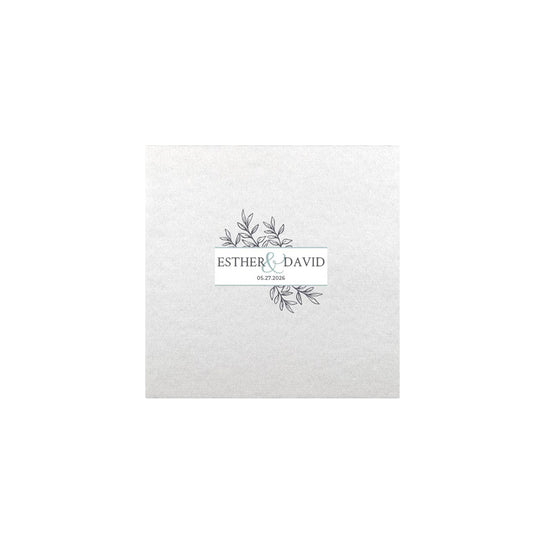 Leaf Monogram Design Linen Type Cocktail Napkin