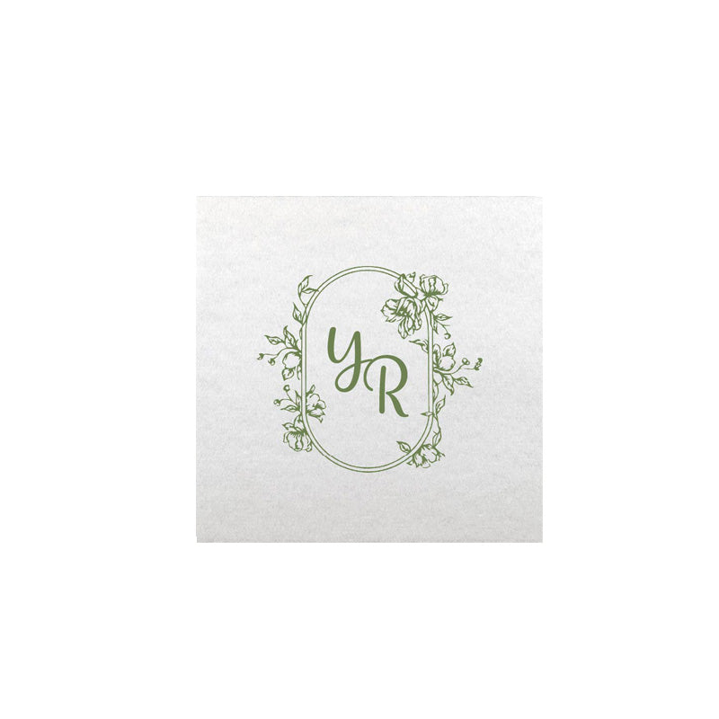 Oval Monogram Design Linen Type Cocktail Napkin