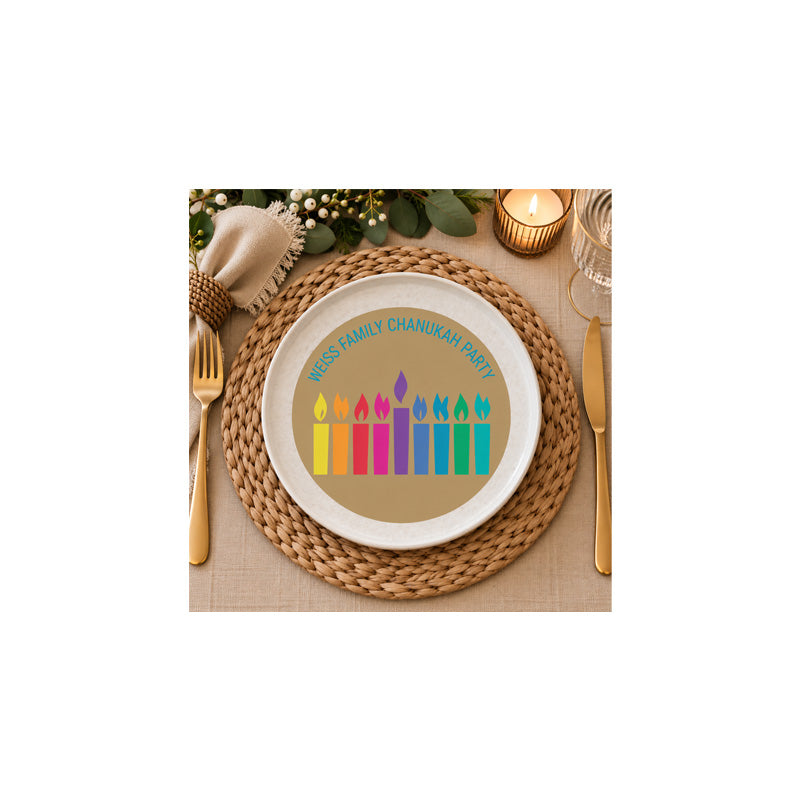 Kraft with Colorful Menorah Plate Insert