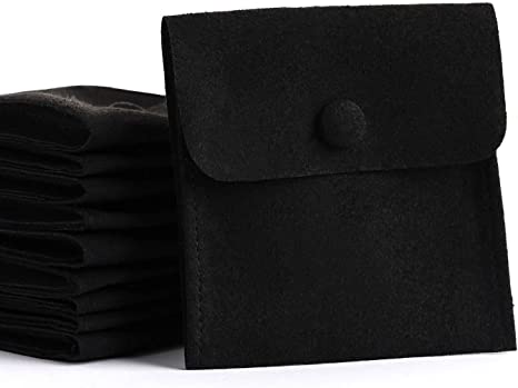 Elegant Personalized Black Suede Pouch, Available in White Black & Cream