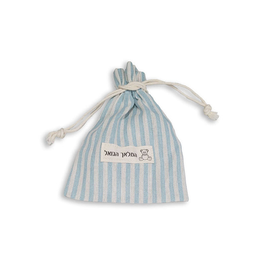 Blue Striped Cotton Canvas Drawstring Vachnacht Bag