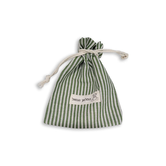 Green Striped Cotton Canvas Drawstring Vachnacht Bag