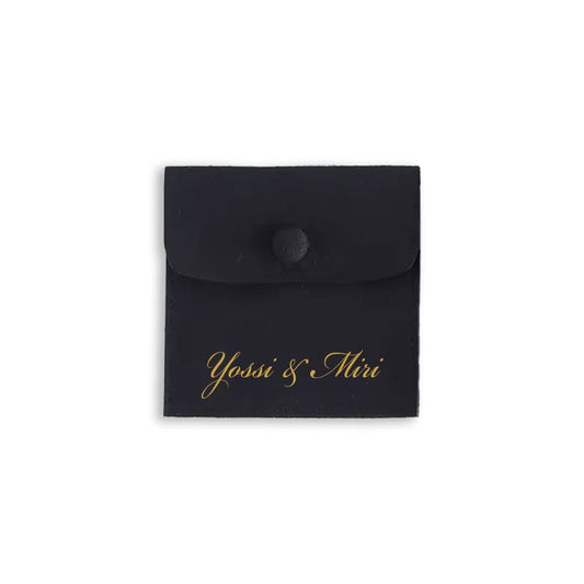 Elegant Personalized Black Suede Pouch, Custom Logo Available