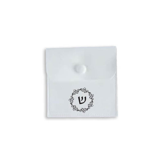 Elegant Personalized White Suede Pouch, Custom Logo Available