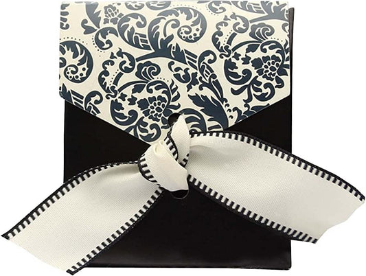 Flourish Tent Favor Box Black & Ivory  3 x 3 1/4" (Only 57 left in stock)