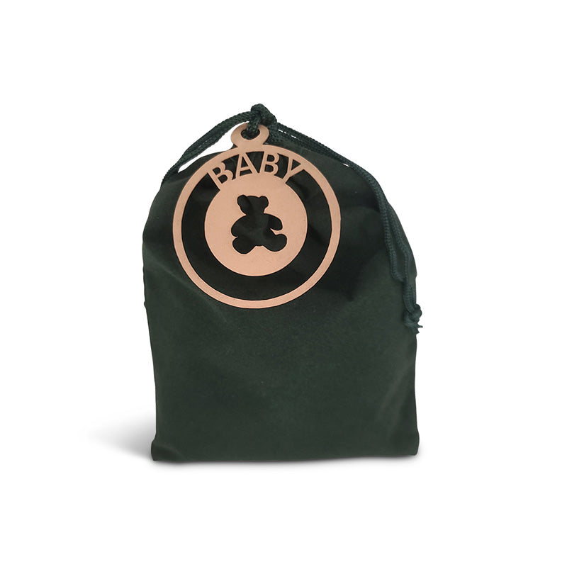 Green Velvet Vachnacht Peckel Bag with Laser Cut Teddy Bear Tag ( More Colors Available)